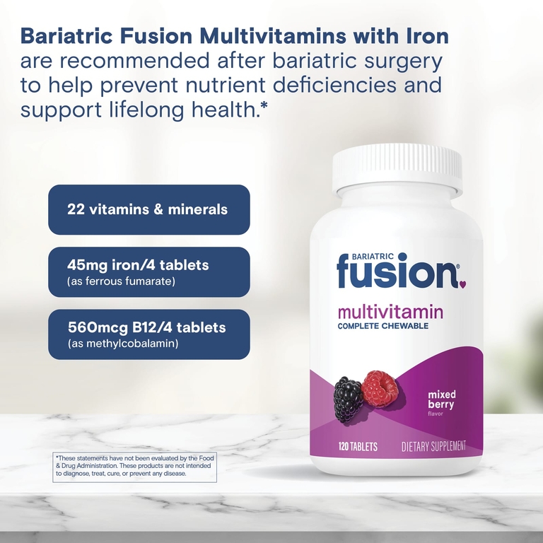 Bariatric Fusion, мультивитамины, ягодный вкус, 120 таблеток