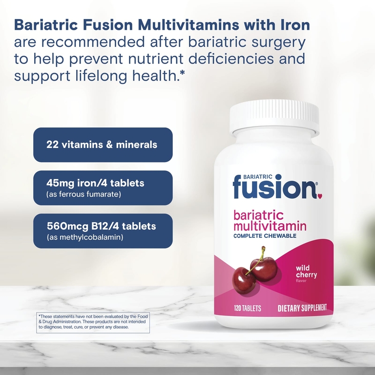 Bariatric Fusion, мультивитамины, со вкусом черешни, 120 таблеток