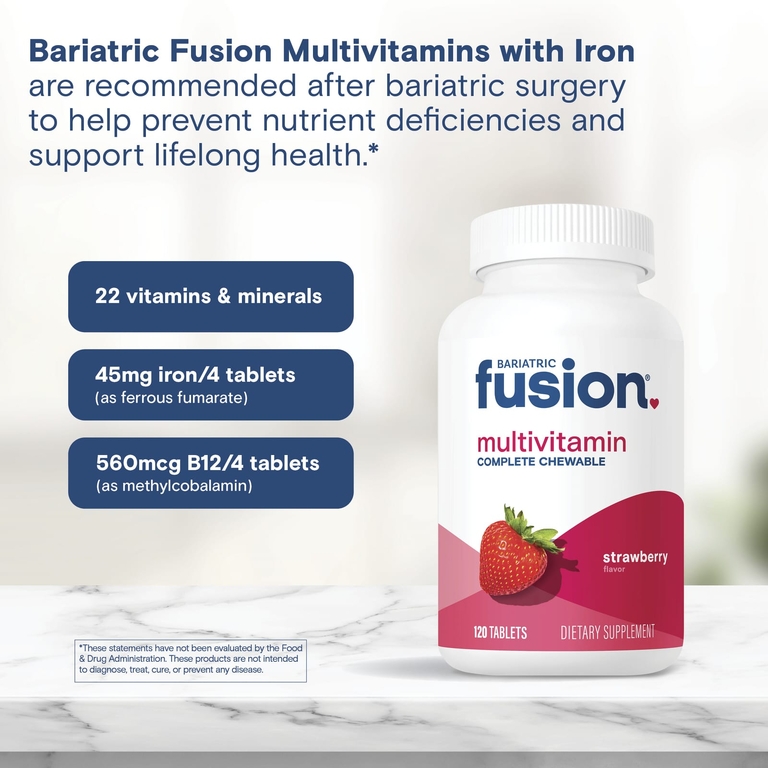 Bariatric Fusion, мультивитамины, со вкусом клубники, 120 таблеток