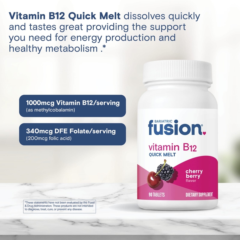 Bariatric Fusion, витамин B12 Quick Melt, вишня, 90 таблеток