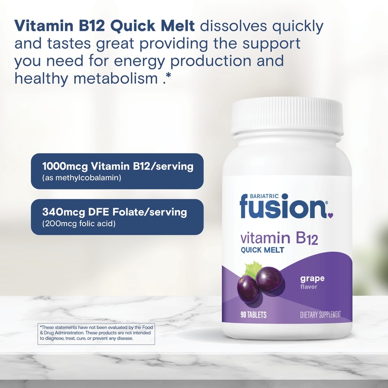 Bariatric Fusion, витамин B12, Quick Melt, со вкусом винограда, 90 таблеток