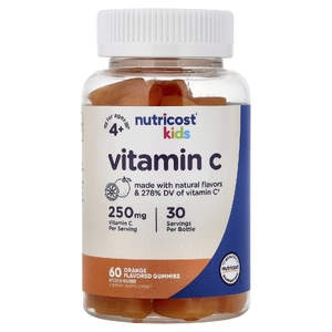 Nutricost, жевательные таблетки с витамином C, для детей от 4 лет, апельсин, 60 жевательных таблеток