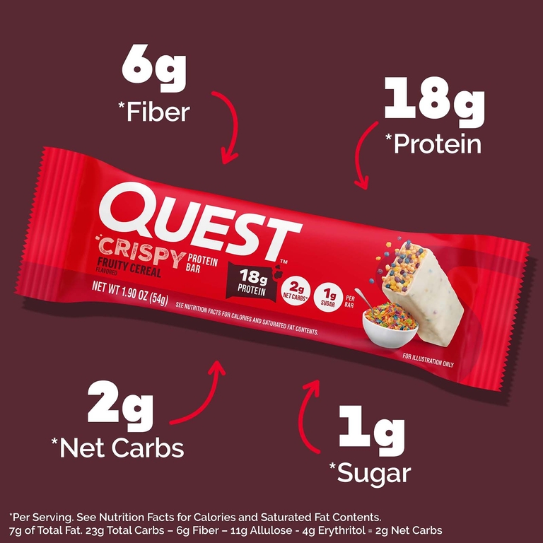 Quest Nutrition, протеиновый батончик, хрустящие фруктовые хлопья, 12 батончиков по 54 г (1,9 унции)