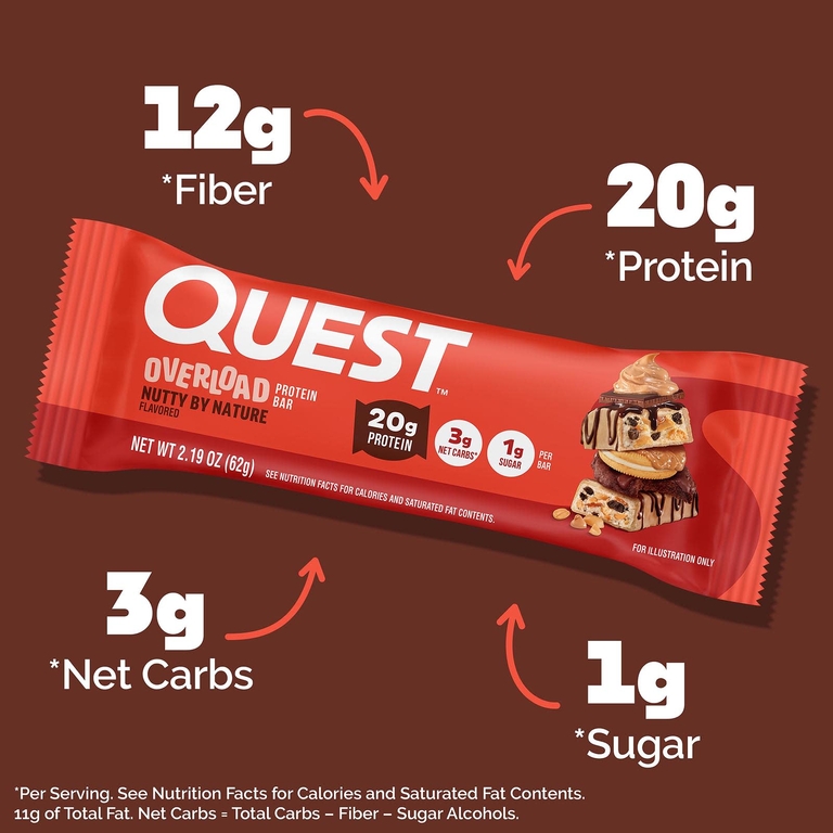 Quest Nutrition, Перегрев, протеиновый батончик, ореховый вкус, 12 батончиков по 62 г (2,19 унции)
