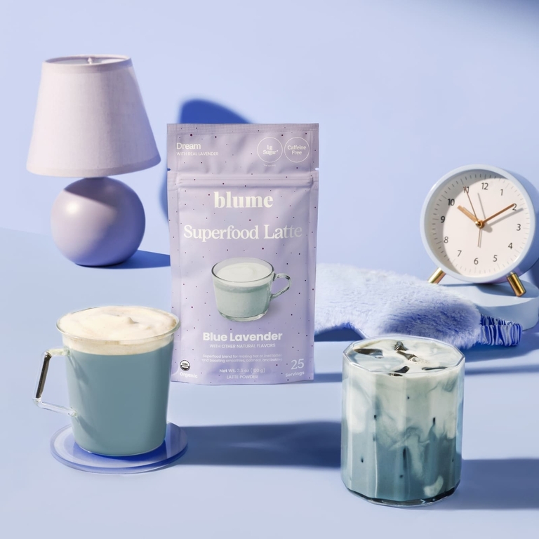 Blume, латте с суперфудами, голубая лаванда, без кофеина, 100 г (3,5 унции)