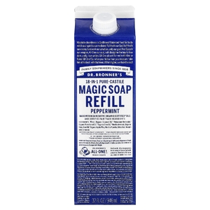 Dr. Bronner's, Pure-Castile Magic Soap, 18 в 1, сменная упаковка, перечная мята, 946 мл (32 жидк. унции)