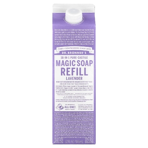 Dr. Bronner's, Pure-Castile Magic Soap, 18 в 1, сменная упаковка, лаванда, 946 мл (32 жидк. унции)