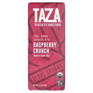 Taza Chocolate, 70% темный шоколад, хрустящая малина, 70 г (2,5 унции)