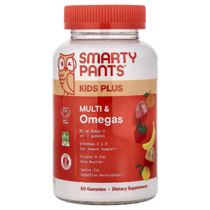SmartyPants, Kids Plus, мультивитамины и омега-кислоты, со вкусом лимона, апельсина и клубники с бананом, 80 жевательных таблеток