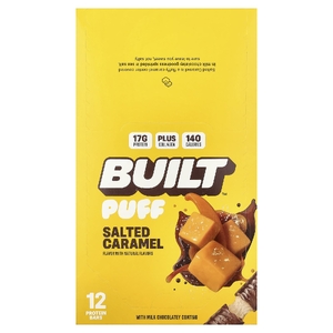 Built, Puff, протеиновые батончики, соленая карамель, 12 батончиков, 40 г (1,41 унции) каждый