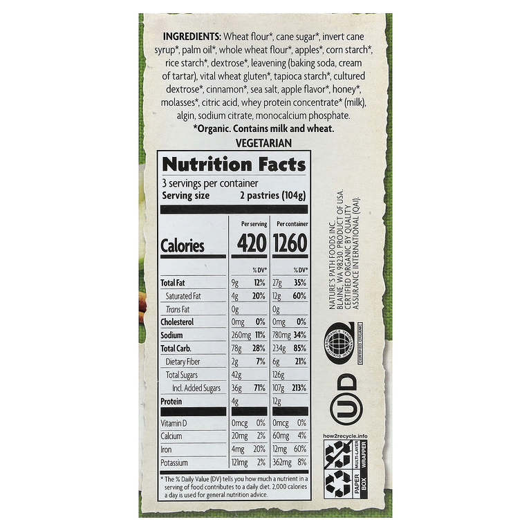 Nature's Path, органическое печенье для тостера, Frosted Granny's Apple Pie™, 6 шт., 312 г (11 унций)