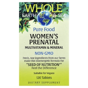 Natural Factors, Whole Earth & Sea®, пренатальные мультивитамины и минералы для женщин, 120 таблеток