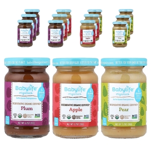 BabyLife Organics, детское питание, для детей от 4 месяцев, ассорти, 12 баночек по 91 г (3,2 унции)
