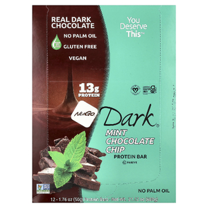 NuGo Nutrition, Dark®, протеиновые батончики, мята и шоколадная крошка, 12 батончиков по 50 г (1,76 унции)