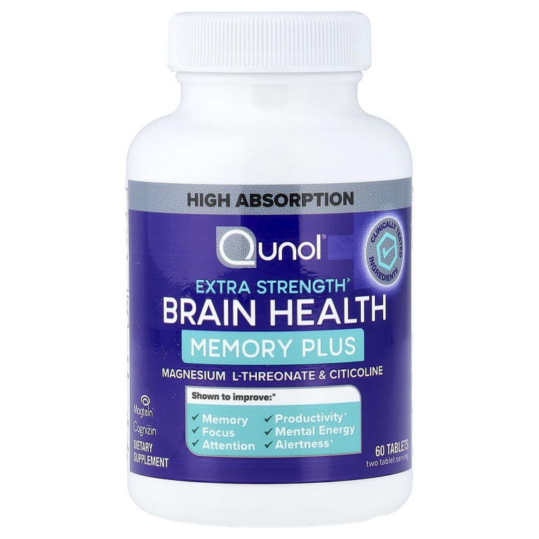 Qunol, Brain Health Memory Plus, 60 таблеток