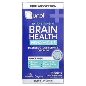 Qunol, Brain Health Memory Plus, 60 таблеток