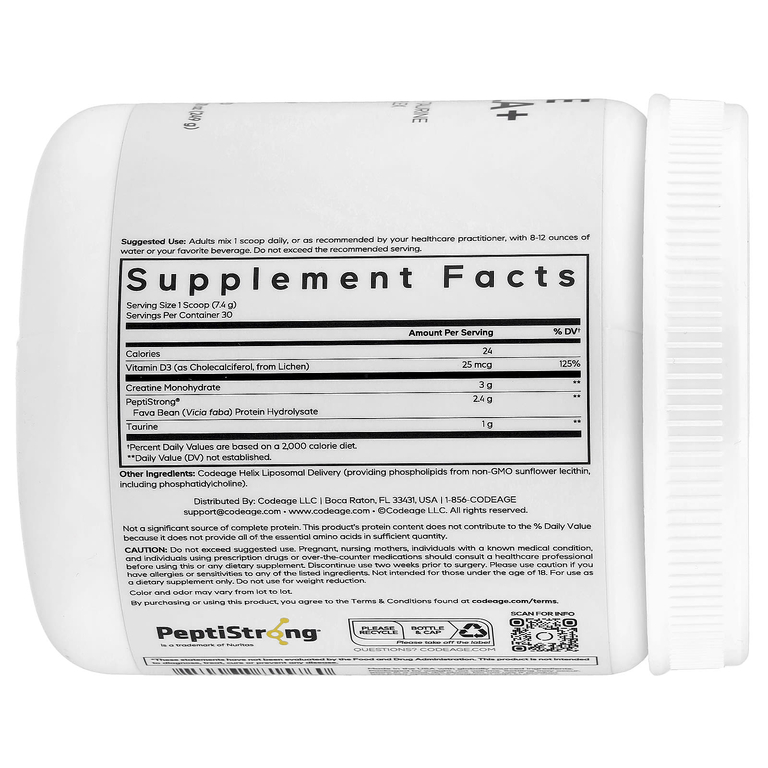 Codeage, Muscle Formula+, Platinum, без добавок, 249 г (8,78 унции)