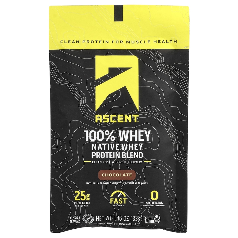 Ascent, Native Whey Protein Blend, Chocolate, 15 Packets, 1.16 oz (33 g) Each