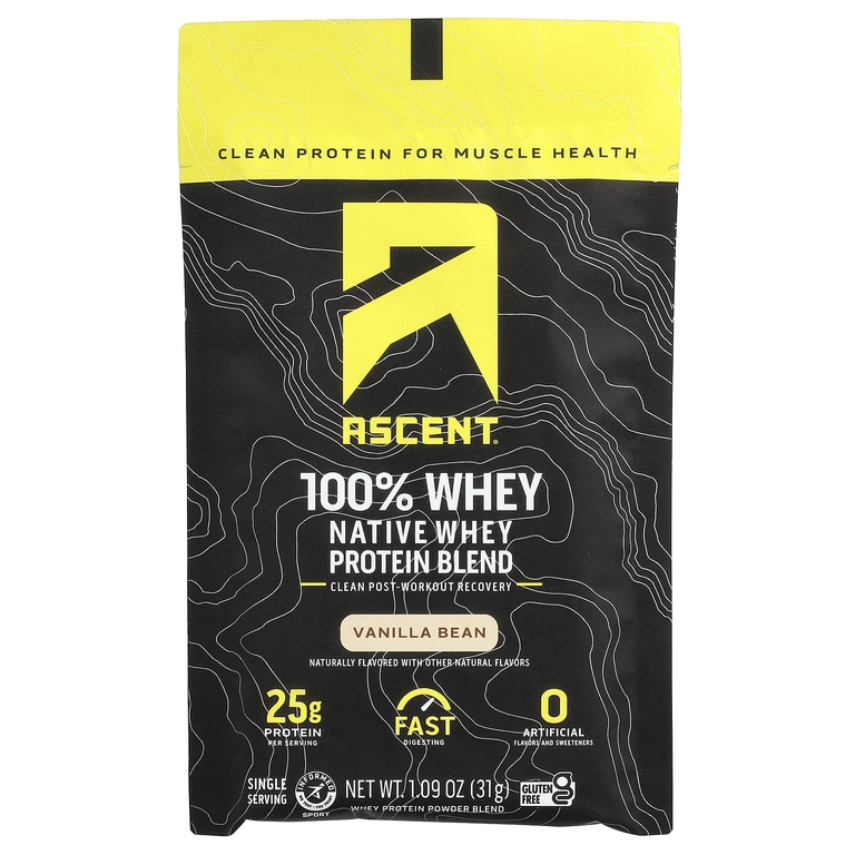 Ascent, Native Whey Protein Blend, Vanilla Bean, 15 Packets, 1.09 oz (31 g) Each