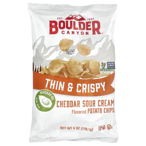 Boulder Canyon, тонкие и хрустящие картофельные чипсы, чеддер и сметана, 170,1 г (6 унций)