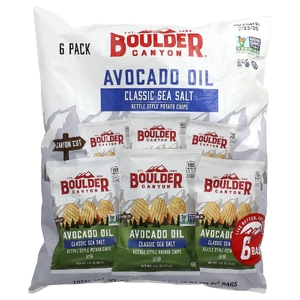 Boulder Canyon, Картофельные чипсы, в масле авокадо, классическая морская соль, 6 пакетиков по 35,4 г (1,25 унции)