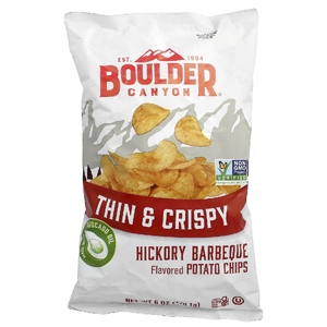 Boulder Canyon, тонкие и хрустящие картофельные чипсы, барбекю из гикория, 170,1 г (6 унций)