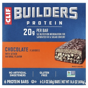 Clif Bar, Builders Protein Bar, Chocolate, 6 Bars, 2.4 oz (68 g) Each