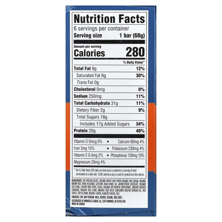 Clif Bar, Builders Protein Bar, Chocolate, 6 Bars, 2.4 oz (68 g) Each