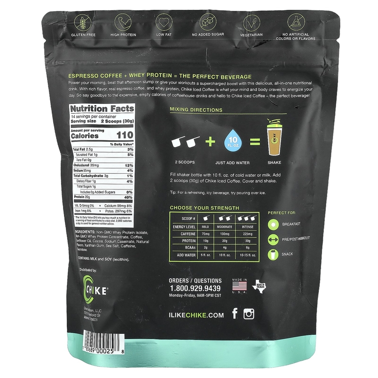 Chike Nutrition, холодный кофе с высоким содержанием протеина, мокко и мята, 420 г (14,8 унции)