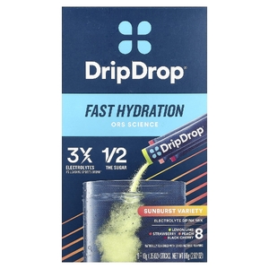DripDrop, Electrolyte Drink Mix, Sunburst Variety, 8 Sticks, 0.35 oz (10 g) Each