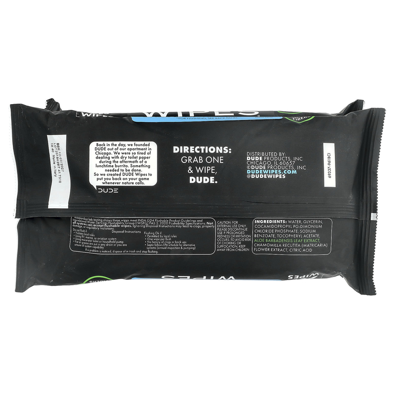 Dude Products, Flushable Wipes, XL, Fragrance Free , 3 Pack, 48 Wipes Each