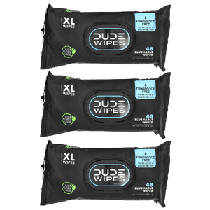 Dude Products, Flushable Wipes, XL, Fragrance Free , 3 Pack, 48 Wipes Each