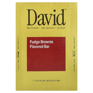 David Protein , Protein Bar, Fudge Brownie, 12 Bars, 2.19 oz (62 g) Each