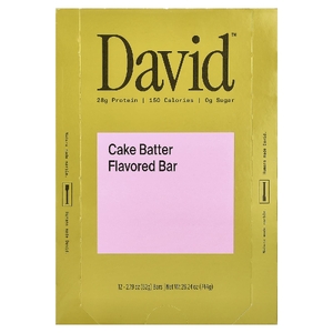 David Protein , Protein Bar, Cake Batter, 12 Bars, 2.19 oz (62 g) Each