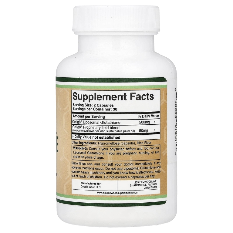 Double Wood Supplements, липосомальный глутатион, 60 капсул
