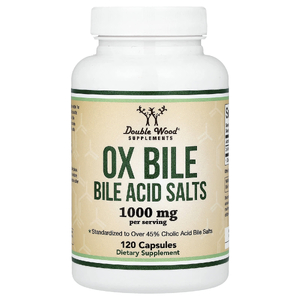 Double Wood Supplements, Ox Bile - Bile Acid Salts, 120 Capsules (500 mg per Capsule)