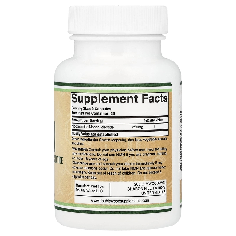 Double Wood Supplements, NMN, 60 капсул (125 мг в 1 капсуле)