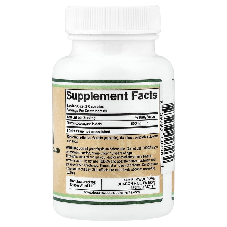 Double Wood Supplements, Tudca, 60 капсул (250 мг в 1 капсуле)