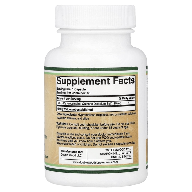 Double Wood Supplements, PQQ, 20 мг, 60 капсул