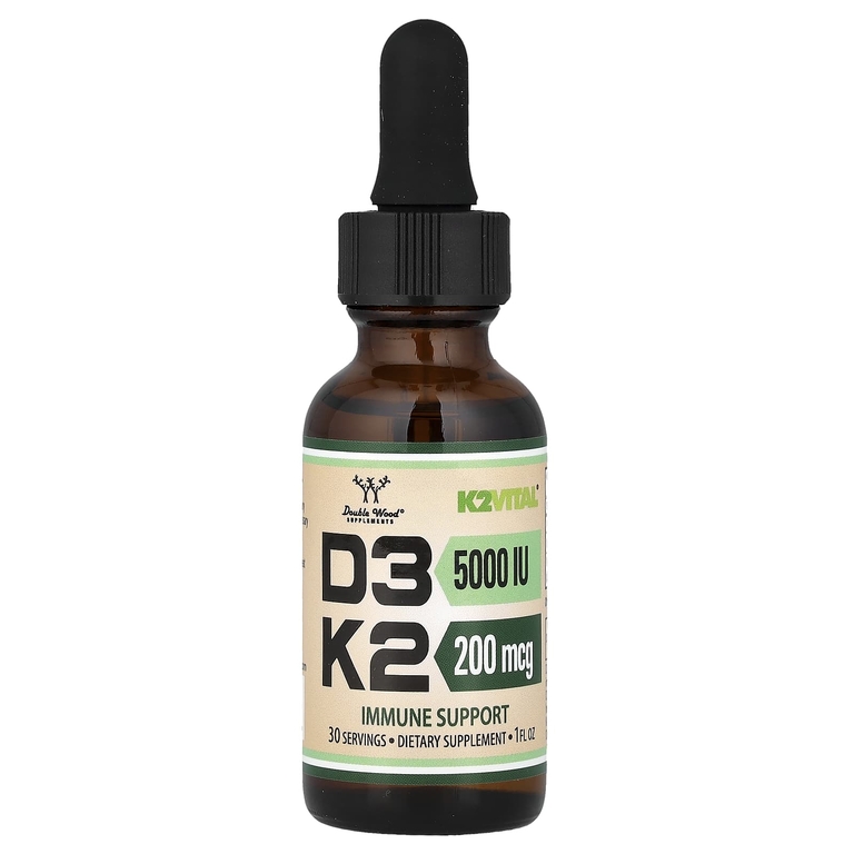 Double Wood Supplements, Жидкие капли с витамином D3 и K2, 30 мл