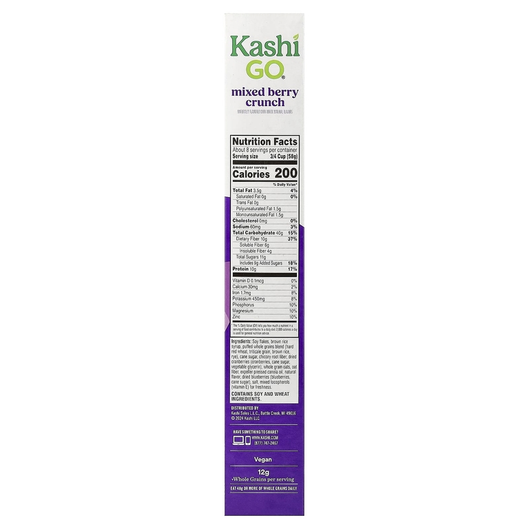 Kashi, GO®, хлопья с протеином и клетчаткой, хрустящие ягоды, 501 г (17,7 унции)