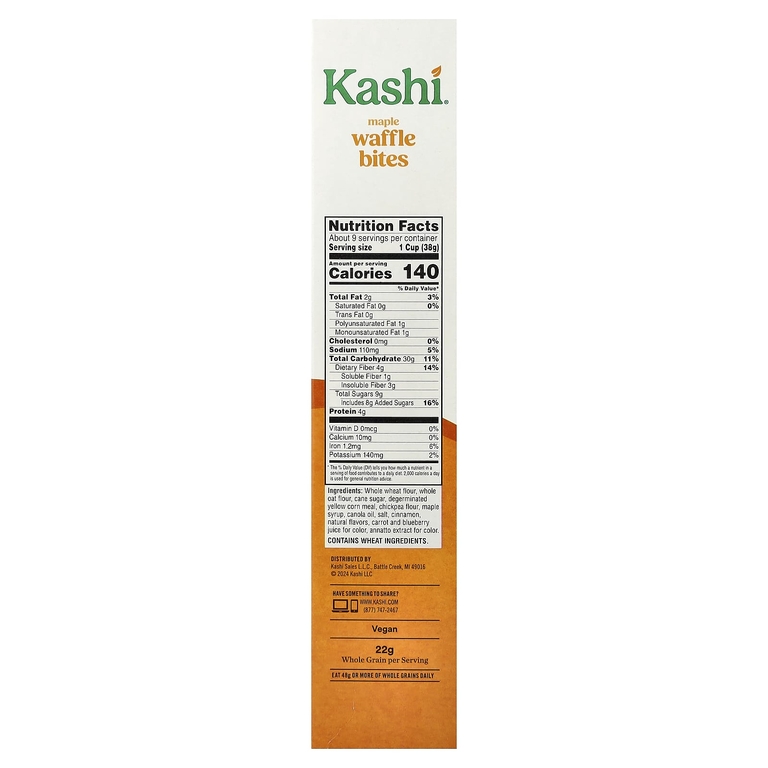 Kashi, вафельные хлопья Bites, кленовый вкус, 360 г (12,7 унции)