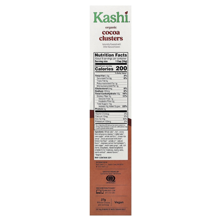 Kashi, органические хлопья, кусочки какао, 487 г (17,2 унции) (Товар снят с продажи) 