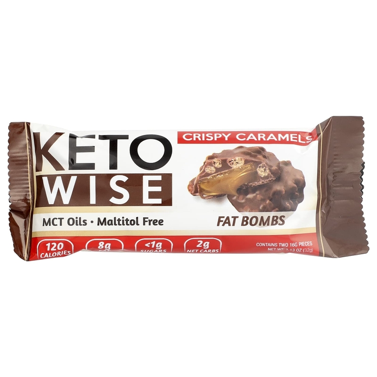Keto Wise, Fat Bombs, хрустящая карамель, 7 упаковок по 32 г (1,13 унции)