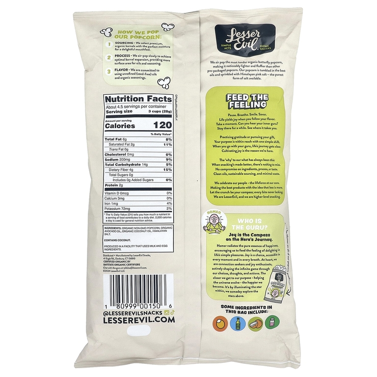 LesserEvil, Popcorn, Avocado-Licious, 4.6 oz (130 g)