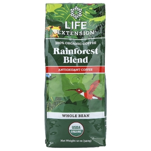 Life Extension, 100% органический кофе, смесь тропических лесов, в зернах, 340 г (12 унций)