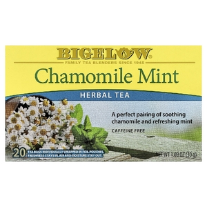 Bigelow, травяной чай, ромашка и мята, без кофеина, 20 чайных пакетиков, 30 г (1,09 унции)
