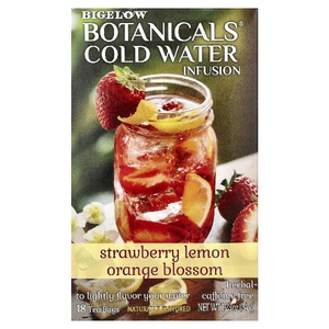 Bigelow, Botanicals®, настой из холодной воды, травяной чай, клубника, лимон и цветы апельсина, без кофеина, 18 чайных пакетиков, 34 г (1,23 унции)