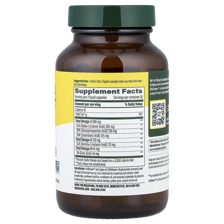MegaFood, Omega 3-6-9, 60 Vegan Capsules