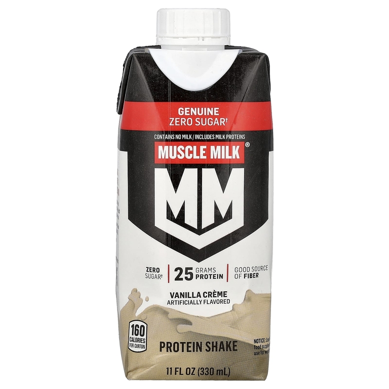 Muscle Milk, Genuine, Protein Shake, Vanilla Creme, 4 Cartons, 11 fl oz (330 ml) Each